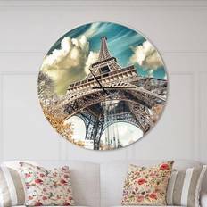 Design Art Street View of Paris Eiffel Tower Oversized French Country Wall CLock Wall Clock 23"