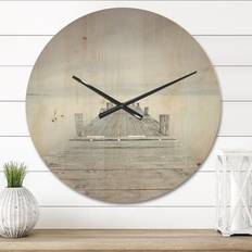 Design Art Wooden Pier in Cloudy Mood Oversized Landscapes Wall CLock Wall Clock 23"