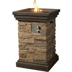 Teamson Fire Pits & Fire Baskets Teamson Outdoor Square Slate Rock Gas Fire Pit 20"