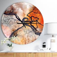 Design Art Surrealistic Trees with Red sun' Oversized Modern Wall CLock Wall Clock 23"