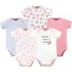 Touched By Nature Organic Cotton Short Sleeve Bodysuits 5-Pack - Pink Rose