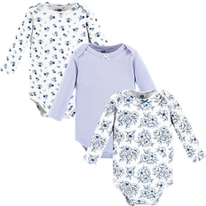 Hudson Cotton Long-Sleeve Bodysuits 3-pack - Blue Toile (10118872)