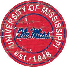Fan Creations Ole Miss Rebels Distressed Round Sign Board