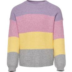 Nylon Oberteile Only Kid's Knitted Striped Pullover - Purple/Viola