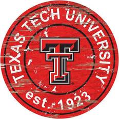 Fan Creations Texas Tech Red Raiders Distressed Round Sign Board