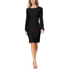 Knee Length Dresses Calvin Klein Chiffon Bell Sleeve Sheath Dress - Black