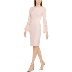 Knee Length Dresses Calvin Klein Chiffon Bell Sleeve Sheath Dress - Blossom