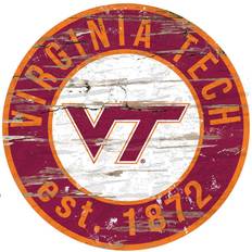 Fan Creations Virginia Tech Hokies Distressed Round Sign Board