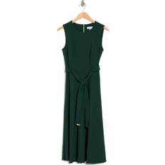 Calvin Klein Color Block Belted Midi Dress - Malachite
