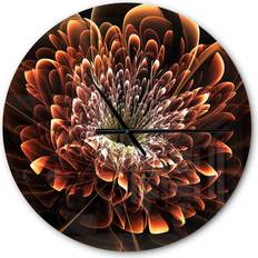 Design Art Brown Fractal Flower Wall Clock 23"