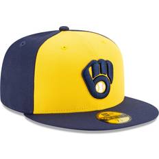 New Era Caps New Era Milwaukee Brewers Alternate Authentic Collection On-Field 59Fifty Fitted Hat Men - Navy/Yellow