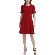 DKNY Clothing DKNY Flounce Fit & Flare Dress - Scarlet