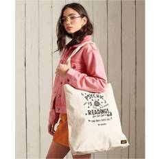 Dame Stoffvesker Superdry Womens Canvas Graphic Tote Bag Cream Cotton One Size