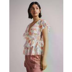 Ted Baker Clothing Ted Baker Rowyn Printed Ruffled Blouse Natural