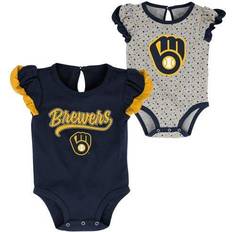 Polka Dots Children's Clothing Outerstuff Milwaukee Brewers Scream & Shout Bodysuit 2-Pack - Navy/Heathered Gray