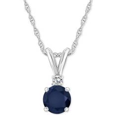 Macy's Pendant Necklace - White Gold/Sapphire