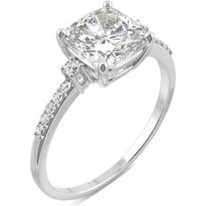 Women engagement rings Charles & Colvard Moissanite Cushion Engagement Ring - White Gold/Diamonds