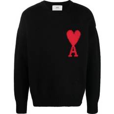Ami Paris Embroidered Wool Sweater Noir Rouge