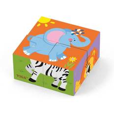 Viga Toys 50836 Cube Puzzle Wild Animals 4 pcs