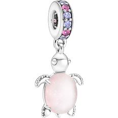Charms & Anhänger Pandora Murano Glass Sea Turtle Dangle Charm - Silver/Pink/Blue
