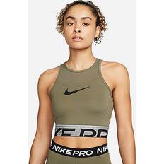 Nike Women's Pro Dri-FIT Graphic Cropped Training Top Olive/Black/Black