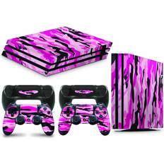 PlayStation 4 Bundle Decal Stickers giZmoZ n gadgetZ PS4 Pro Console Skin Decal Sticker + 2 Controller Skins - Pink Camo