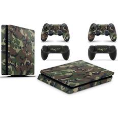 PlayStation 4 Protection & Storage giZmoZ n gadgetZ PS4 Slim Console Skin Decal Sticker + 2 Controller Skins - Camo