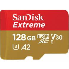 128 GB Minnekort & minnepenner SanDisk Extreme microSDXC Class 10 UHS-I U3 V30 A2 190/90MB/s 128GB +SD Adapter