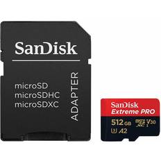 512 GB Minnekort & minnepenner SanDisk Extreme Pro microSDXC Class 10 UHS-I U3 V30 A2 200/140MB/s 512GB