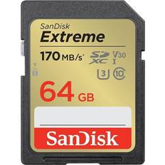 64 GB - SDXC Minnekort SanDisk Extreme SDXC Class 10 UHS-I U3 V30 170/80MB/s 64GB