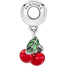 Pandora Asymmetrical Cherry Fruit Dangle Charm - Silver/Red/Green