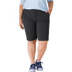 Dickies Women's Perfect Shape Twill 11" Bermuda Shorts Plus Size - Rinsed Black
