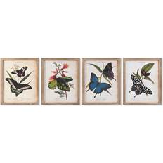 Tre Postere Dkd Home Decor Fjärilar Shabby Chic (40 x 2 x 50 cm) (4 antal) Poster