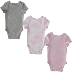 Adidas Bodysuits Children's Clothing adidas Infant Short Sleeve Lap Shoulder Bodyshirt 3-pack - Clear Pink (GA8834)