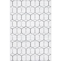 Unique Loom Matrix Trellis Gray, White 72.047x107.874"
