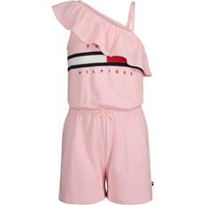 Playsuits Children's Clothing Tommy Hilfiger Girl's One-Shoulder Flag Stripe Logo Romper - Rose Shadow