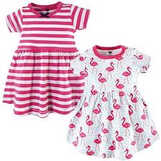 Hudson Baby Cotton Dress 2-pack - Bright Flamingo