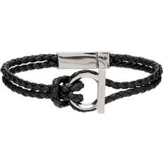 Ferragamo Braided Gancini Bracelet - Silver/Black
