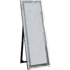 Benzara BM195973 Faux Crystal Accented Wooden Framed with Fold Out Back Leg Support Wall Mirror