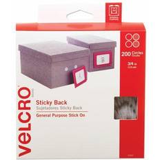 Interior Details Velcro Brand Sticky-Back Fasteners, 3/4" dia. Coins, White, 200/BX