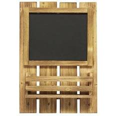 Notice Boards Elegant Designs Chalkboard Sign with Key Holder Hooks and Mail Storage, Natural Wood, HG1023-NWD