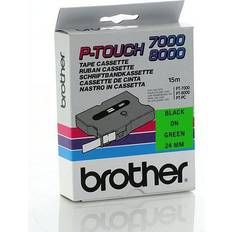 Brother TX751 Black on Green 24mm x 15m Gloss Tape