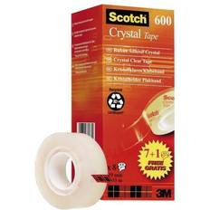 Skrivebordstilbehør Scotch Crystal Clear Tape 19mm x 33m Transparent Value Pack 8 Rolls