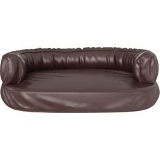 vidaXL Ergonomic Foam Dog Bed Brown 60x42 Faux Leather