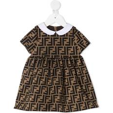 Reißverschluss Kleider Fendi Baby Girls Ff Print Dress - Brown
