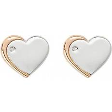 D For Diamond Heart Stud Earrings - Silver/Rose Gold/Diamond