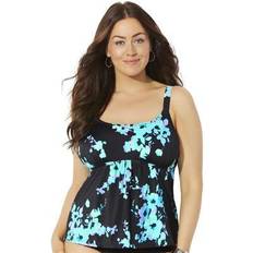 Tankinis Swimsuits For All Plus Women's Flared Tankini Top in Poppies (Size 10)