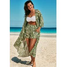 Clothing Swimsuits For All Plus Women's Taylor Open Front Kimono in Palm (Size 22/24)