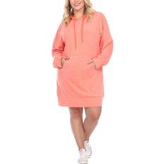 White Mark Women’s Hoodie Sweatshirt Dress Plus Size - Coral