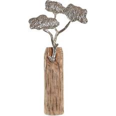 Dkd Home Decor ative Figure Trunk Silver Tree Brown Aluminium Colonial Mango wood (26 x 11 x 51 cm) Dekofigur